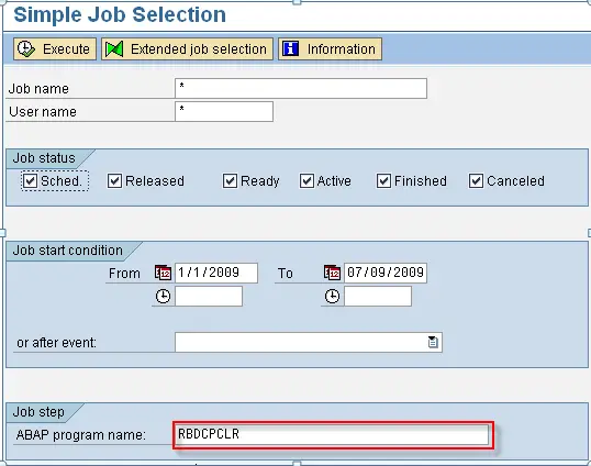 SM37 Simple Job Selecion Screen