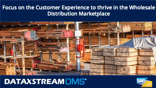 image of lumber yard, title reads: Focus on the Customer Experience to thrive in the Wholesale Distribution Marketplace