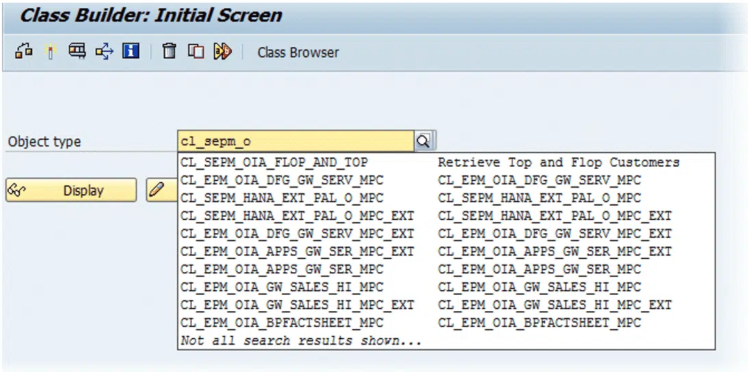 screen shot: class builder initial screen